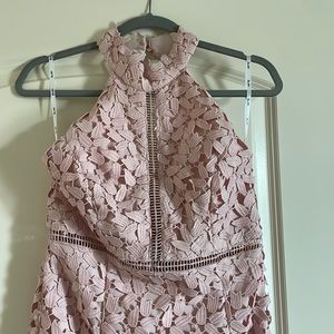 Bardot Blush Pink Leaf Lace Sheath Dress Medium/8